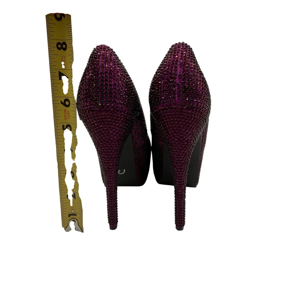 Bordello Teeze-06R Purple Rhinestone Platform Pumps Stiletto Heels Womens 7 - Picture 4 of 8